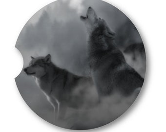 Wolves  Art Car Coasters - Matching Pair - Set of 2