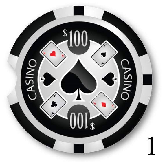 Poker Chip Art Car Coasters Matching Pair Set of 2 Etsy
