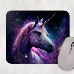 Dark Watercolor Unicorn Art Rubber Mousepad