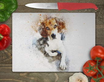 Dog Breeds Glass Cutting Board , Volume 1 ,select from  10 different breeds|Kitchen Decor|Home Decor- 11.927" x 14.75" x 1/8"