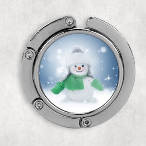 Snowman Art Purse Hanger: Metal Bag Hook