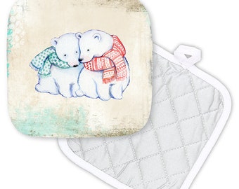 Winter Polar Bears Potholder