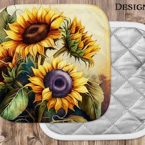 Beautiful Watercolor Sunflower Art Potholder  - 6 Design Choices