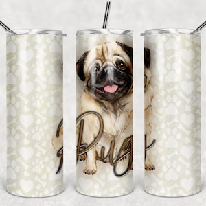 Pug Art 20oz Skinny Tumbler - Stainless Steel