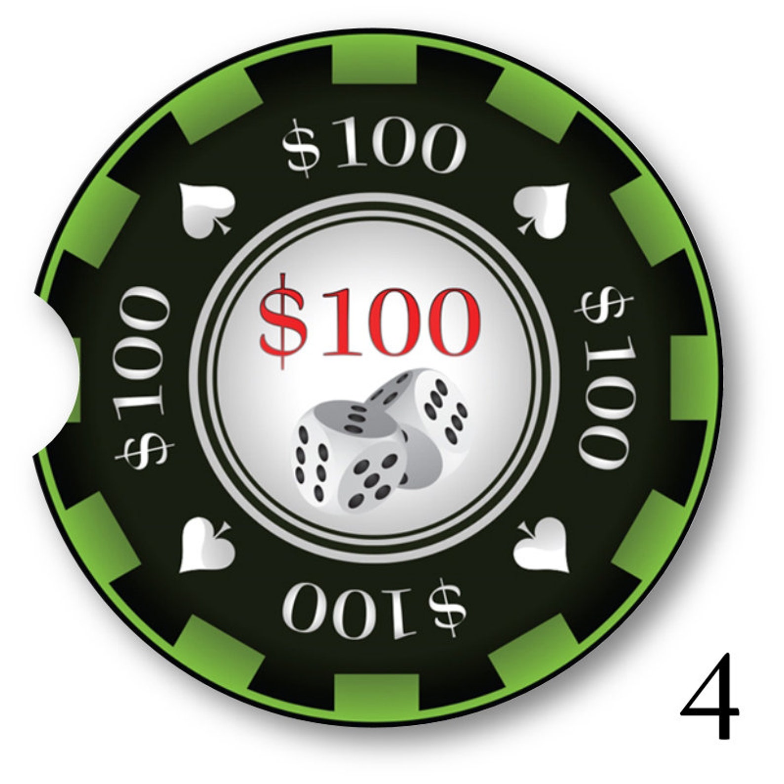 Poker Chip Art Car Coasters Matching Pair Set of 2 Etsy