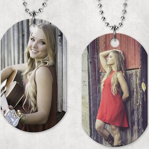 Double Sided Custom Create Your Own Photo Dog Tag Necklace or Keychain