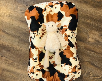 Western Cow / Pony Print Cover for Snuggle Me Infant Lounger Baby - tan, black, brown