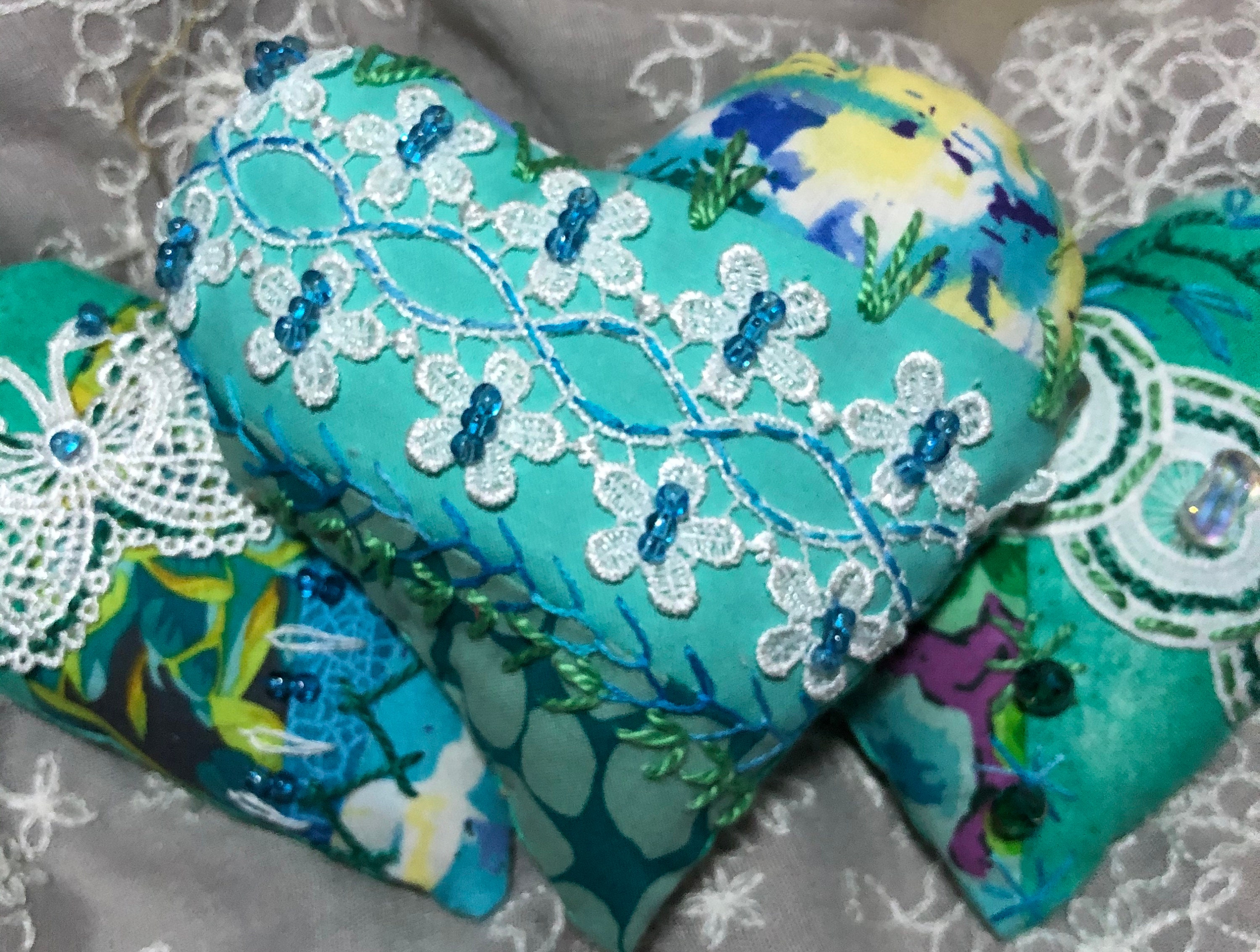 Heart bowl fillers handmade beaded turquoise/aqua Etsy