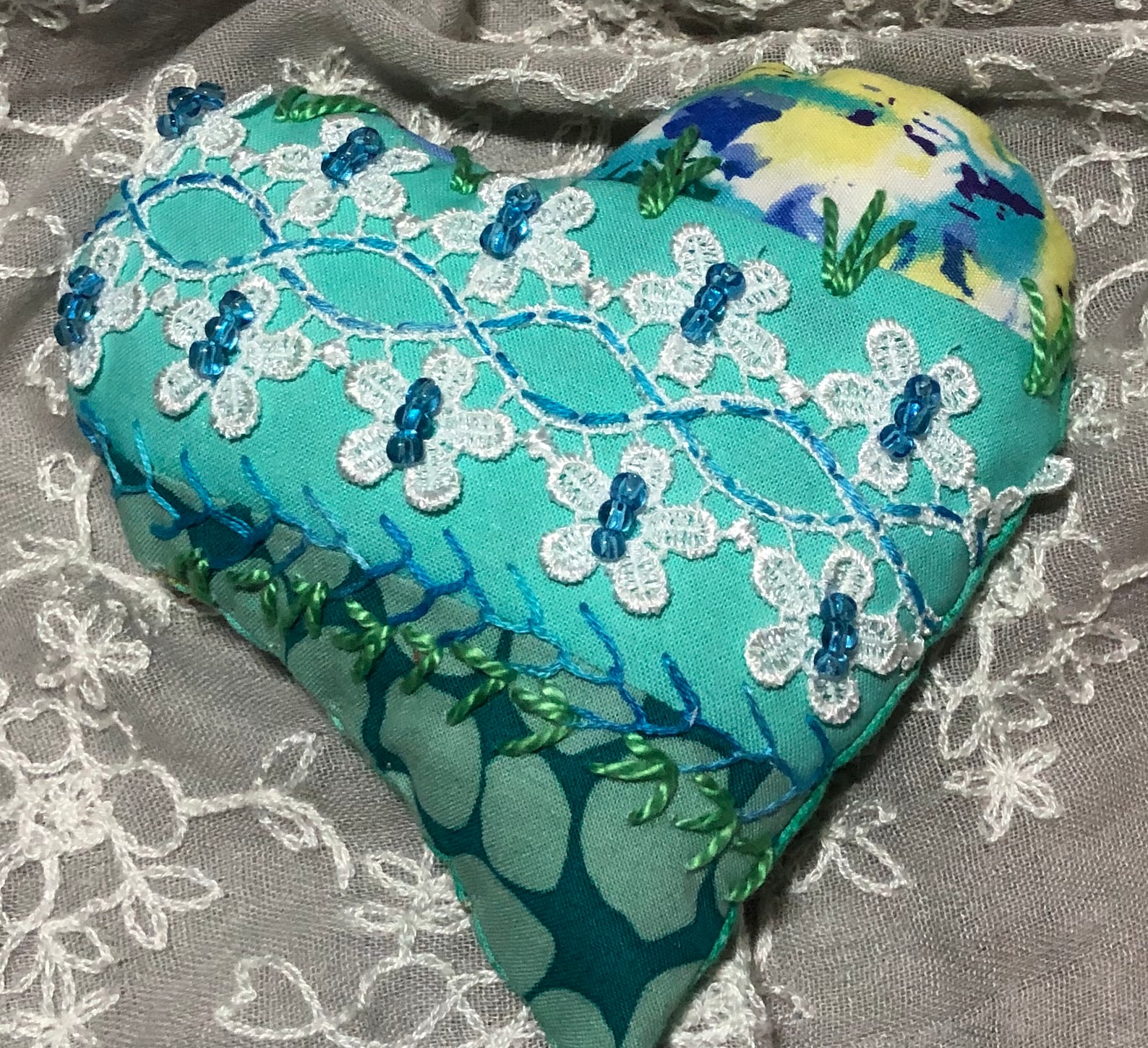 Heart bowl fillers handmade beaded turquoise/aqua Etsy