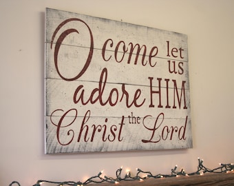 o come let us adore him pallet sign rustic christmas wall decor christmas mantel decor vintage christmas sign christian wall art - Vintage Christmas Wall Decor o come let us adore him pallet sign rustic christmas wall decor christmas mantel decor vintage christmas sign christian wall art - Vintage Christmas Wall Decor