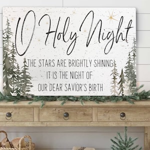 Christmas Decoration | O Holy Night | Christian Christmas | Cabin Christmas | Christmas Wall Art | Christmas Mantel | Farmhouse Christmas