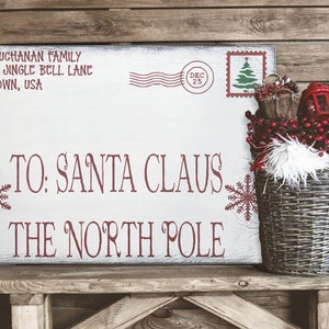 Personalized Christmas Sign - Wood Christmas Sign - Santa North Pole Sign - Christmas Decorations - Vintage Christmas - Farmhouse Christmas