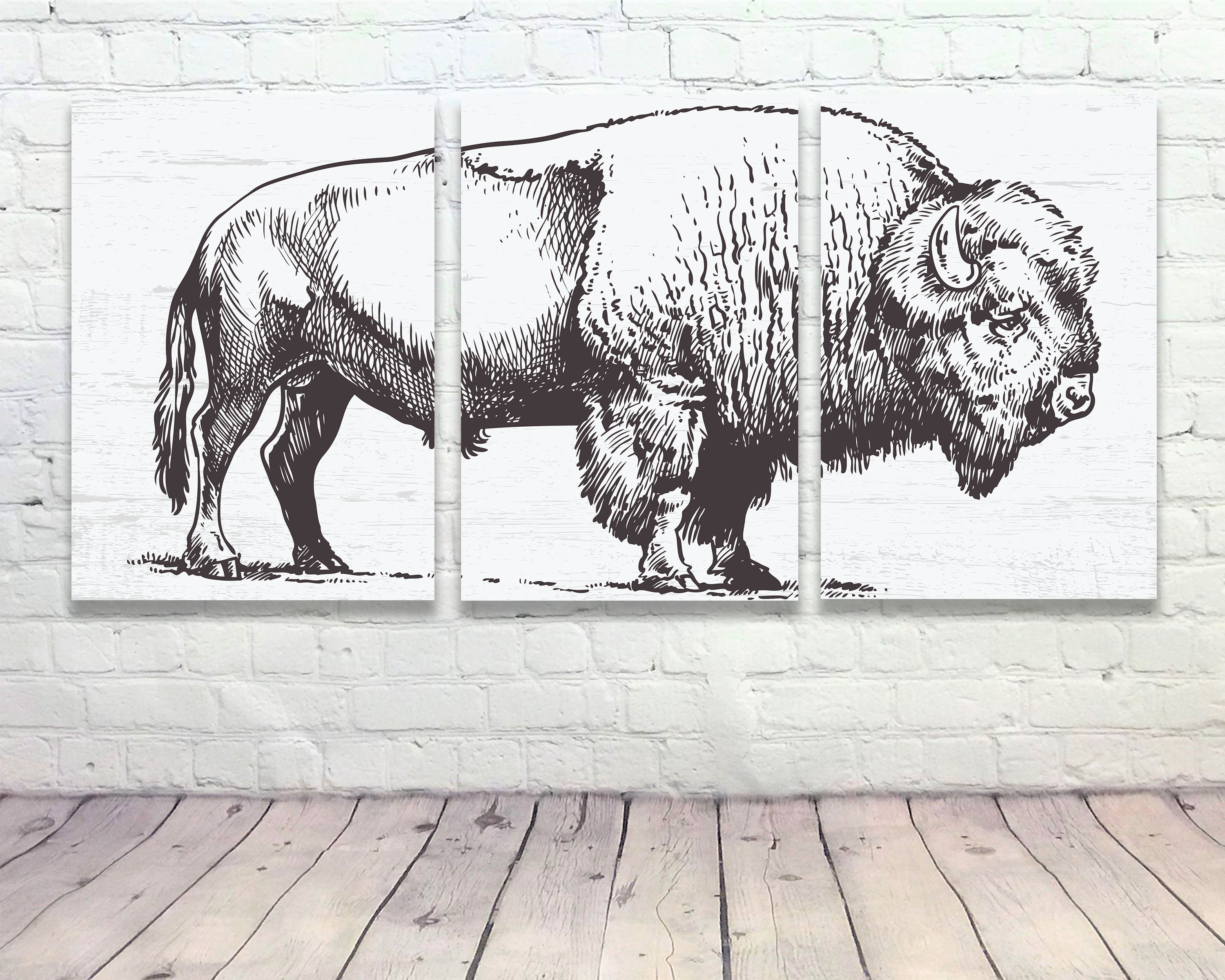 Buffalo Wall Decor | Bison Print | Living Room Decor | Western Wall Art ...