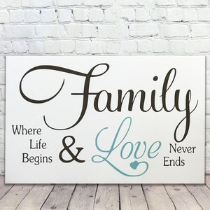 Rustic Family Sign - Family Where Life Begins And Love Never Ends - Shabby Chic - Housewarming Gift - Wall Decor - Gift for Her-Gift for Mom