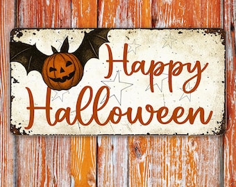 halloween decoration, happy halloween, entryway signage, bat and pumpkin, mantel decor