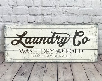 Distressed Wood Style Green and Yellow Laundry Sign 5x10 Rustic Wood Sign Distressed Wood Style Green and Yellow Laundry Sign 5x10 Rustic Wood Sign