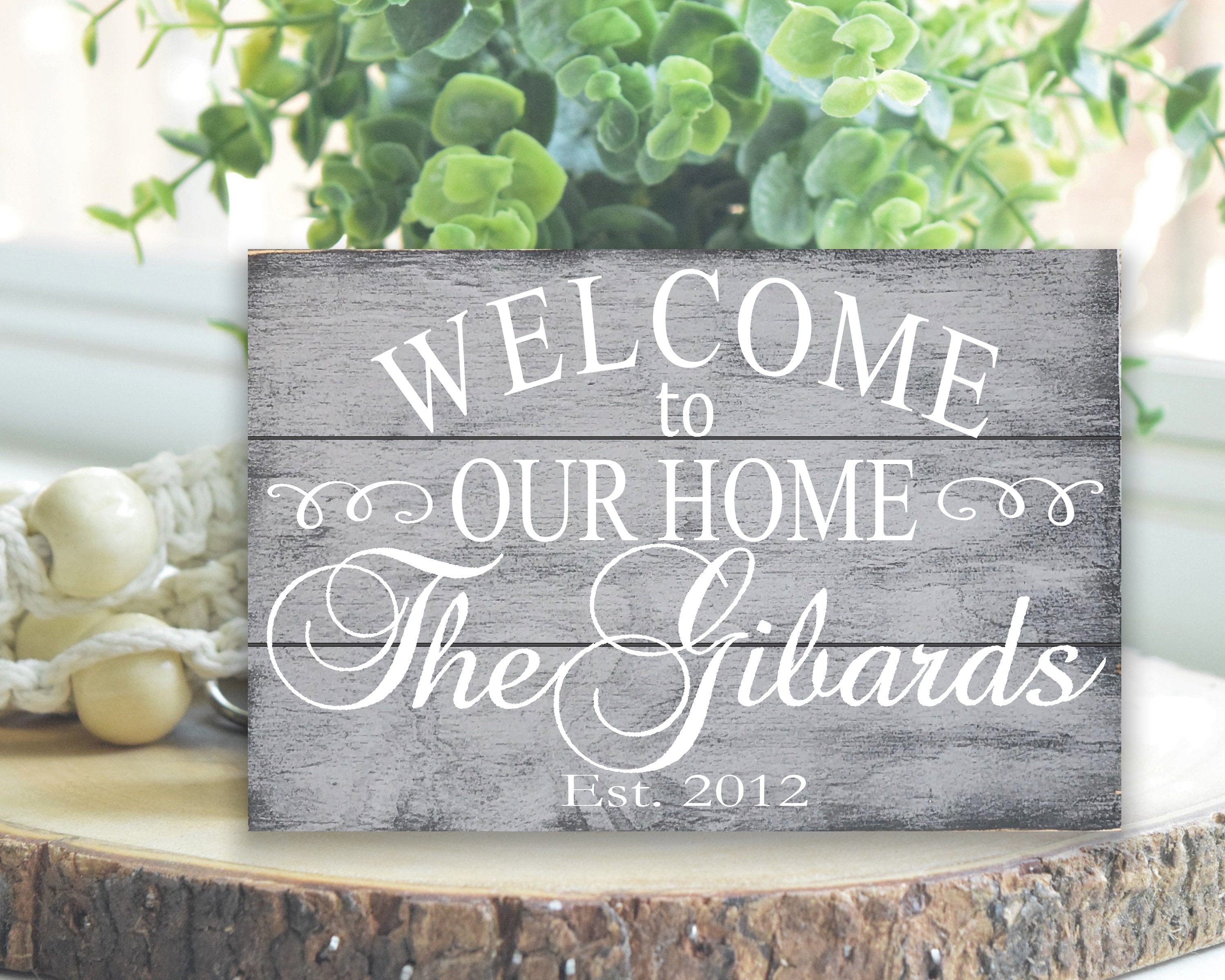 Welcome to Our Home, Personalized Sign, Housewarming Gift, Closing Gift ...