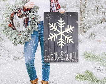 Let It Snow Wallhanging, Snowflake Decor, Winter Wall Decor, Winter Wallhanging, Winter Plaque, Winter Mantle Decor, Farmhouse Decor