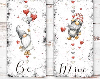 Valentines Day Decor, Gnome Wallhanging, Be Mine, Home Decor, Mantle, Plaque, Wallart, Sign Set