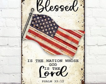 Blessed Is The Nation, Patriotic Wall Decor, USA, America, 250th Anniversary, 1776-2026, Psalm 33, Wallhanging, Plaque, Independence Day