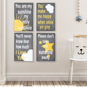 Shabby Chic Nursery Decor Gray and Yellow Nursery Decor You Are My Sunshine Nursery Decor Baby Shower Gift image 5