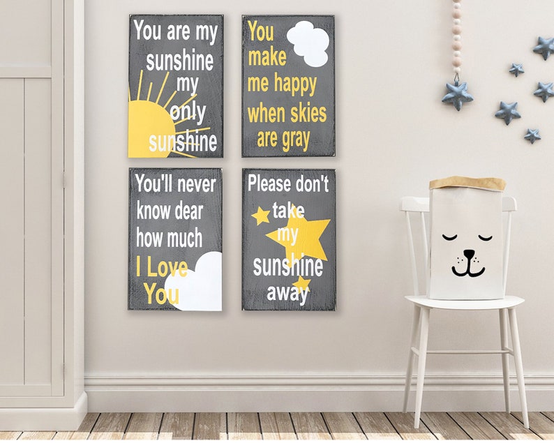 Shabby Chic Nursery Decor Gray and Yellow Nursery Decor You Are My Sunshine Nursery Decor Baby Shower Gift image 5