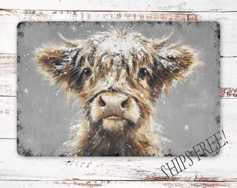 Highland Cow Decor, Winter Decor, Baby Highland Cow, Wallhanging, Plaque, Western Wall Decor, Highland Wallart, Winter Mantel Decor