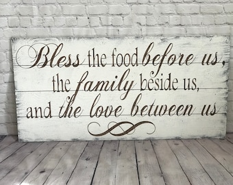 Dining Room Decor - Bless The Food Before Us - Kitchen Decor - Rustic Wall Decor - Farmhouse Decor - Rustic Kitchen Decor