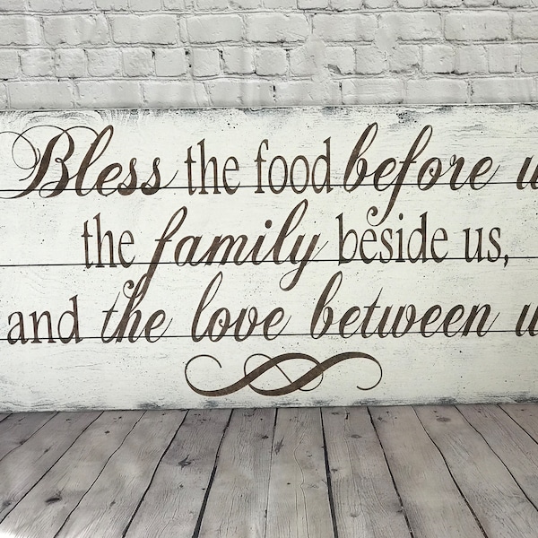 Dining Room Decor - Bless The Food Before Us - Kitchen Decor - Rustic Wall Decor - Farmhouse Decor - Rustic Kitchen Decor