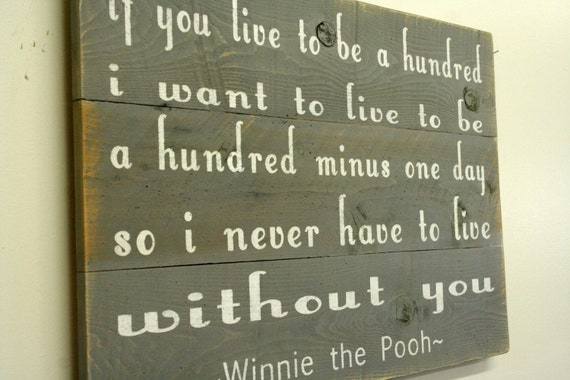 Winnie the pooh if you live to be 100 I hope i live shabby /& chic plaque sign