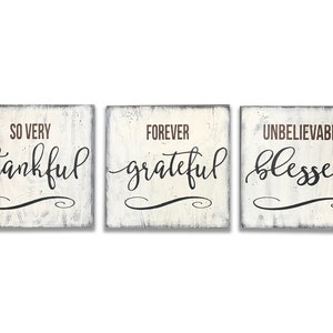 Inspirational Decor - Inspirational Signs - Rustic Home Decor - Farmhouse Decor - Thankful Grateful Blessed - Gift for Mom - Gift for Her