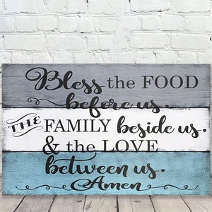 Bless The Food Before Us The Family Beside Us Kitchen Signs Christian Wall Art Dining Wall Sign