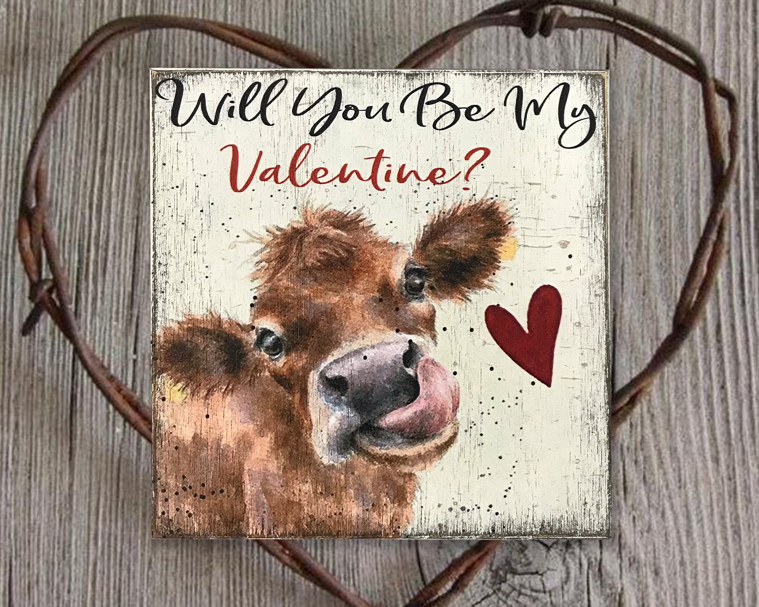 Valentines Day Decor Cow Decor Valentine Cow Will You Be | Etsy