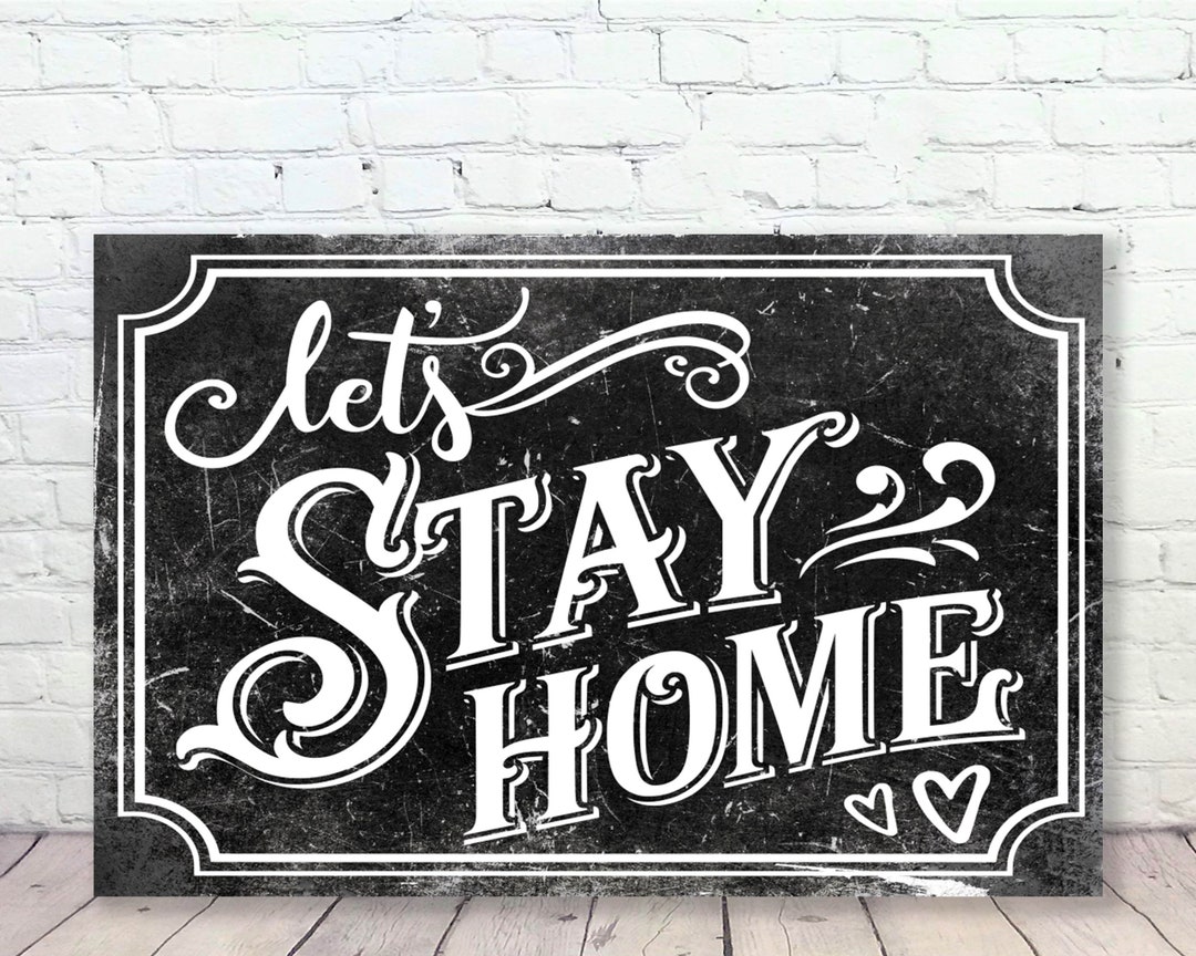 Let's Stay Home Wood Sign | Farmhouse Sign | Cottage Decor | Living ...
