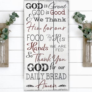 Kitchen Decor | God Is Good | Dinner Prayer | Farmhouse Kitchen Sign | Kitchen Wall Decor | Dining Room Sign | Christian Kitchen | Plaque