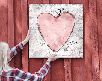 Valentines Day Decor, Heart Decor, Watercolor Heart, Farmhouse Decor, Mantle Decor, Valentines Day Wallhanging, Valentines Day Plaque