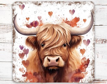 Valentines Day Decoration, Highland Cow Valentine, Valentines Wallhanging, Plaque, Sign, Wall Decor, Mantel Decor, Farmhouse