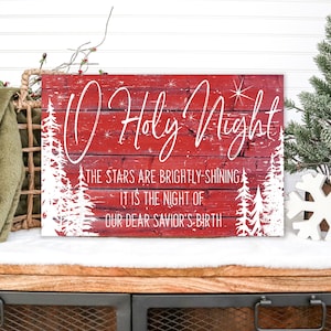 Christmas Decor | O Holy Night | Christmas Mantel | Christian Christmas Decor | Wall Decor | Farmhouse Christmas | Rustic Christmas