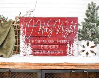 Christmas Decor | O Holy Night | Christmas Mantel | Christian Christmas Decor | Wall Decor | Farmhouse Christmas | Rustic Christmas