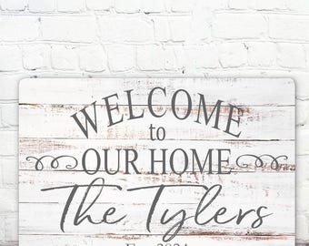 Welcome To Our Home, Wedding Gift, Bridal Shower, Anniversary, Closing Gift, Personalized, Wall Decor