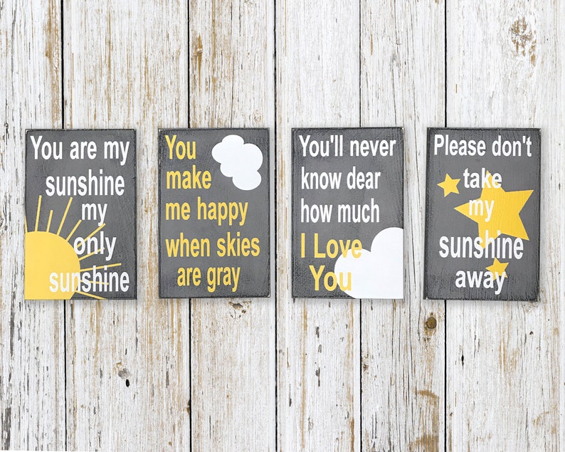 Shabby Chic Nursery Decor Gray and Yellow Nursery Decor You Are My Sunshine Nursery Decor Baby Shower Gift image 3