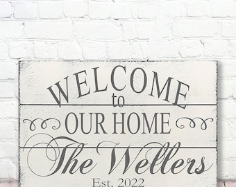Custom Wood Sign - Welcome To Our Home Wood Sign - Pallet Sign - Wood Family Sign - Personalized Name Sign -  Wedding Gift Housewarming