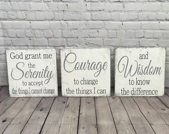 Religious Wall Decor - Serenity Prayer Wood Sign - God Grant Me The Serenity To Accept The Things I Cannot Change - Christian Wall Art