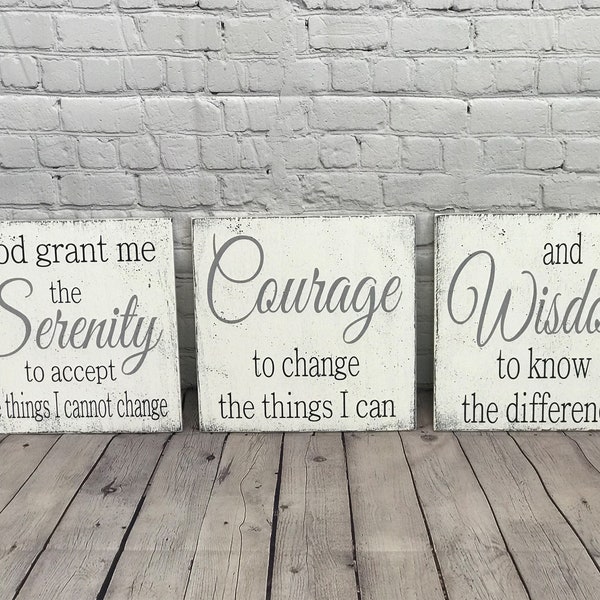 Religious Wall Decor - Serenity Prayer Wood Sign - God Grant Me The Serenity To Accept The Things I Cannot Change - Christian Wall Art