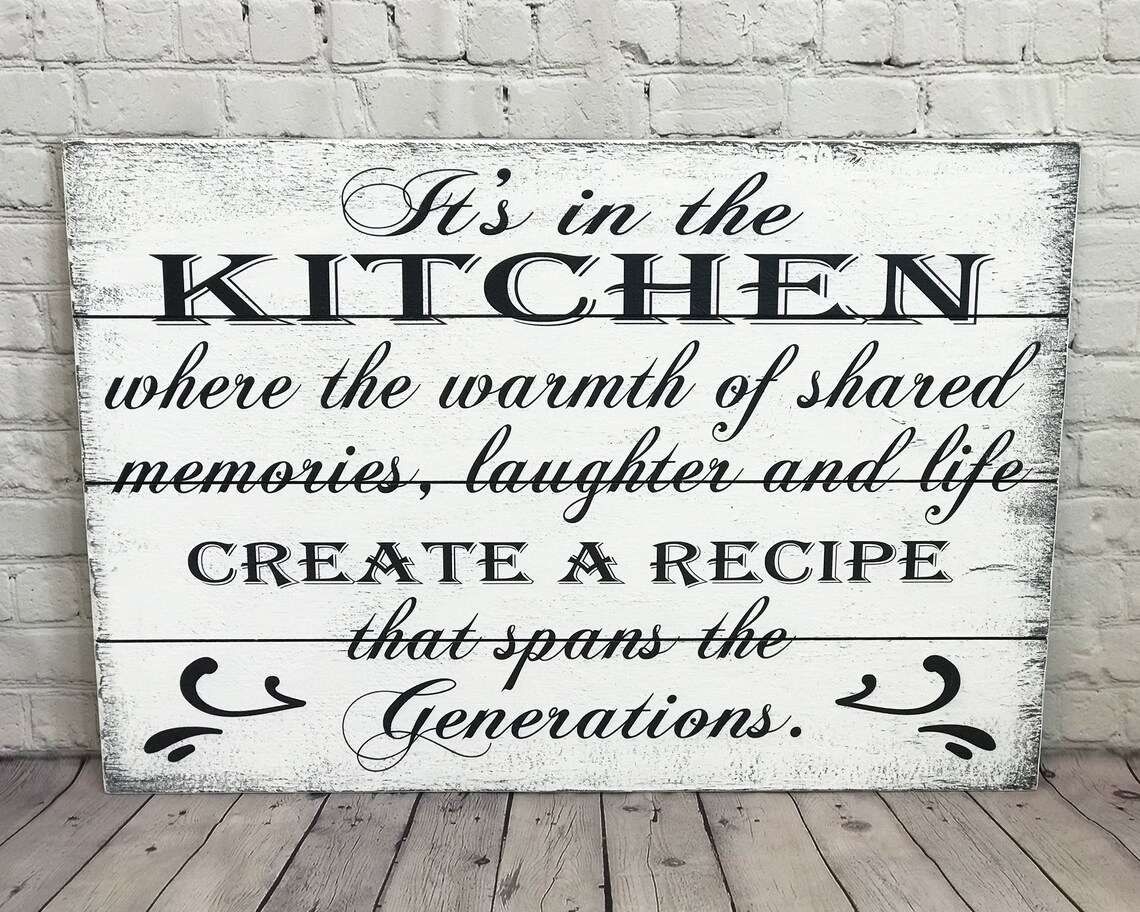 Wood Kitchen Sign Kitchen Wall Decor Distressed Wood Sign Etsy