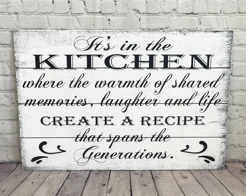 Wood Kitchen Sign Kitchen Wall Decor Distressed Wood Sign Etsy