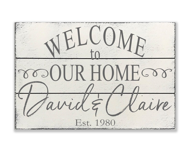 Welcome To Our Home Wood Sign Pallet Sign Family Name Sign Personalized Sign Wedding Gift Housewarming Gift Bridal Shower Anniversary image 2