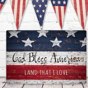 God Bless America | Patriotic Decor | 4th of July Decor | Vintage