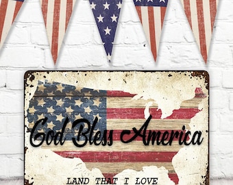 God Bless America, Patriotic Decor, USA, 4th of July, Independence Day, Mantel Decor, Wallhanging, Plaque