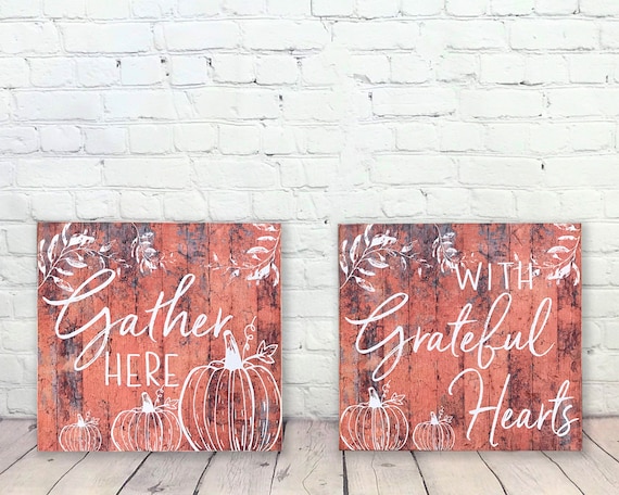 Fall Decor Autumn Decor Gather Here With Grateful Hearts | Etsy